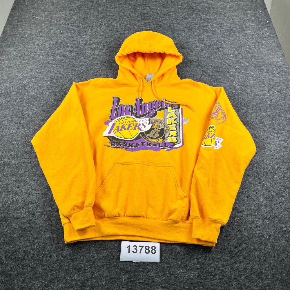 Los Angeles Lakers Hoodie Mens Medium Yellow Gildan Basketball NBA Ultra Game